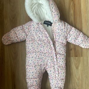 George Pink Floral Puffer One-Piece Snowsuit